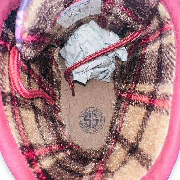 Simply Southern Paisley Floral Lace-up Duck Boots Wine / Multicolor Women's 9 - Picture 9 of 12